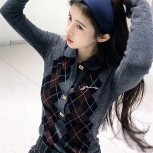 Preppy Rhombus Polo Sweater