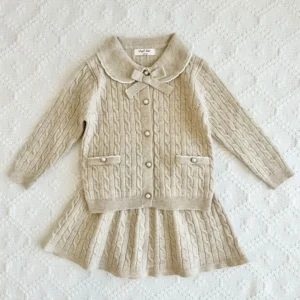 Cable knit skirt and top set