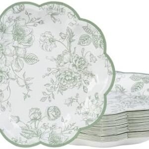 Green Floral Plates